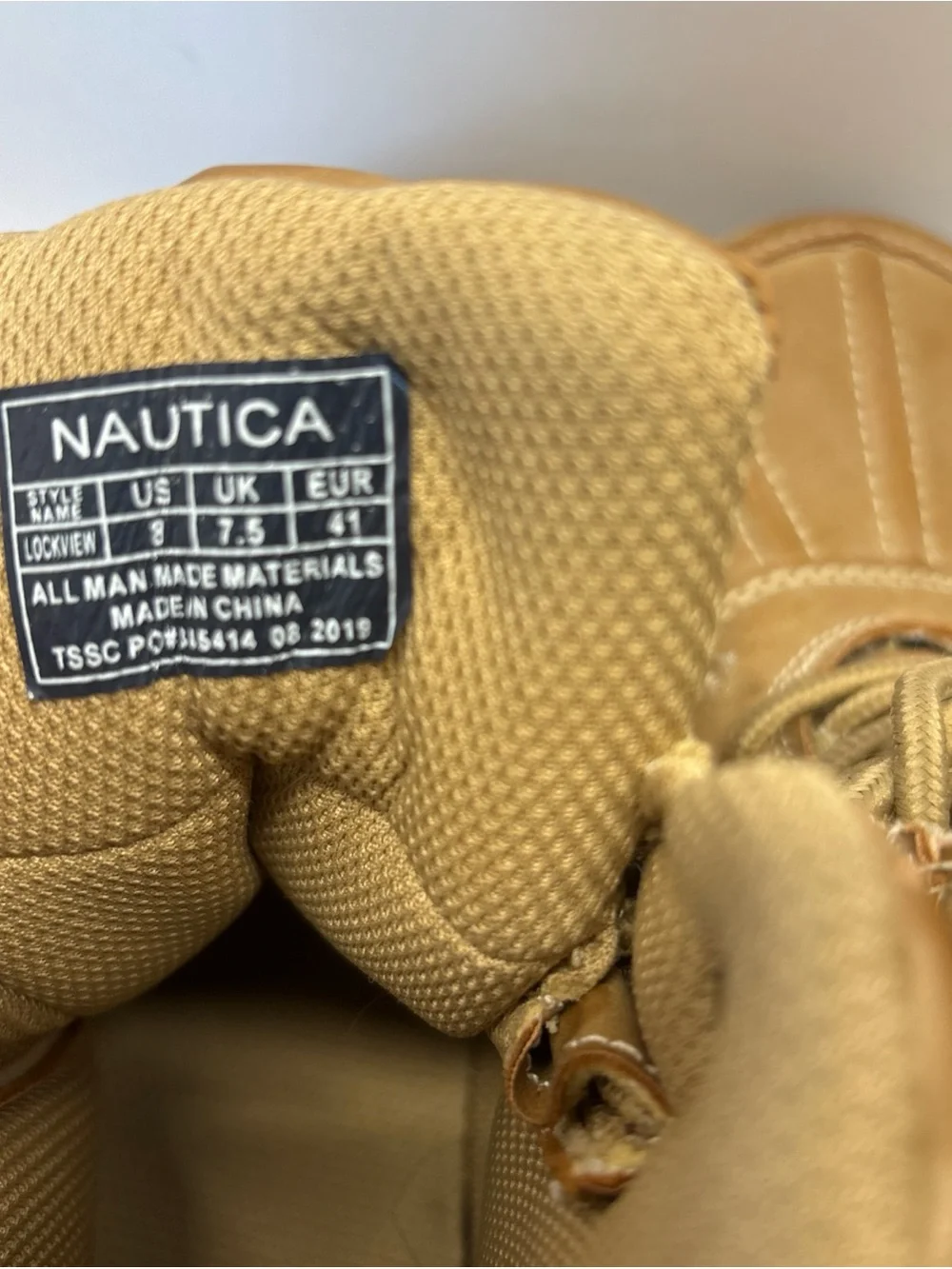 Nautica Men’s Tan Lace-Up Canvas & Leather High-Top Boots size 8